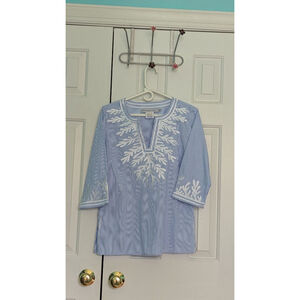 Women's Gretchen Scott Striped Tunic Top Size M Blue White